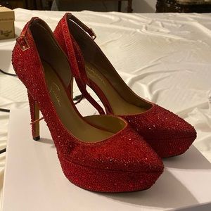 Jessica Simpson Ormanda Red Glitter Platform Heals